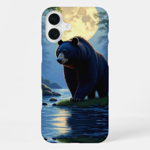 Schwarzbär im Wald am Wasser iPhone 16 Plus Hülle