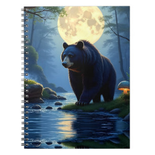 Schwarzbär im Wald am Wasser Notizblock