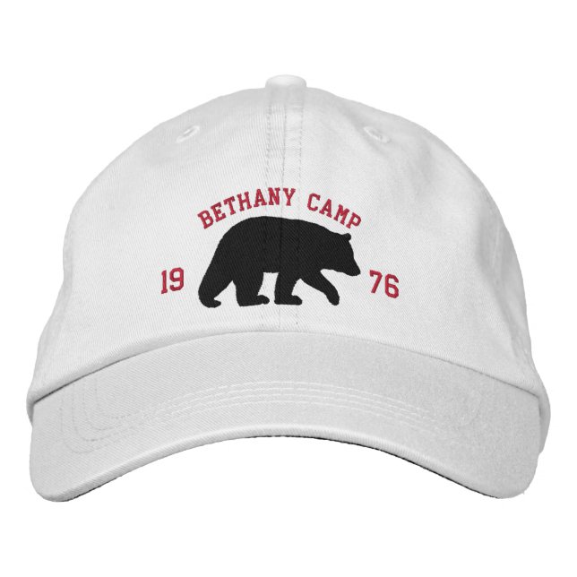 Schwarzbär mit anpassbarem Text Bestickte Baseballkappe (Vorderseite)