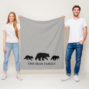 Schwarzbär mit Jungen Silhouetten Personalisiert Fleecedecke