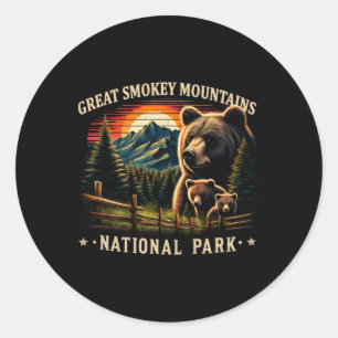 Schwarzbär Mutter Great Smokey Mountains National Runder Aufkleber