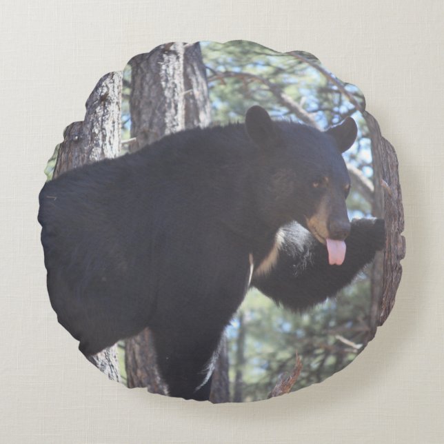 Schwarzbär Rundes Kissen (Vorderseite)
