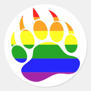 SCHWARZBÄR-TATZE/KLAUE REGENBOGEN-FLAGGE RUNDER AU AUFKLEBER