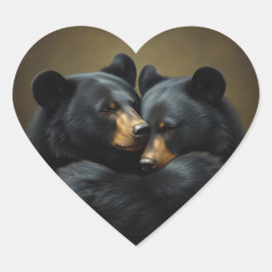 Schwarzbär-Tier-Humor-Süßer-Bärenumarmung Herz-Aufkleber
