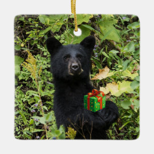 Schwarzbär-Weihnachtsbaumanhänger Keramikornament