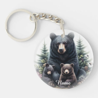 Schwarzbären im Wald - Rustikales Wildtier-Motiv Schlüsselanhänger