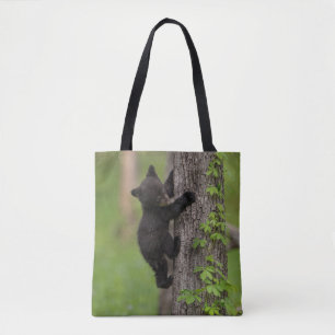 Schwarzbärenjunges klettert auf einen Baum