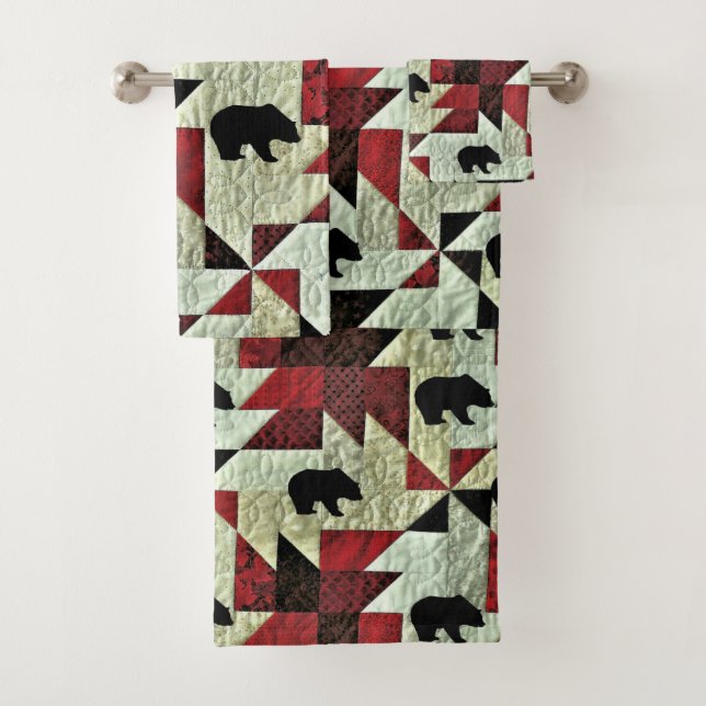 Schwarzbärenquilt Badhandtuch Set (Insitu)