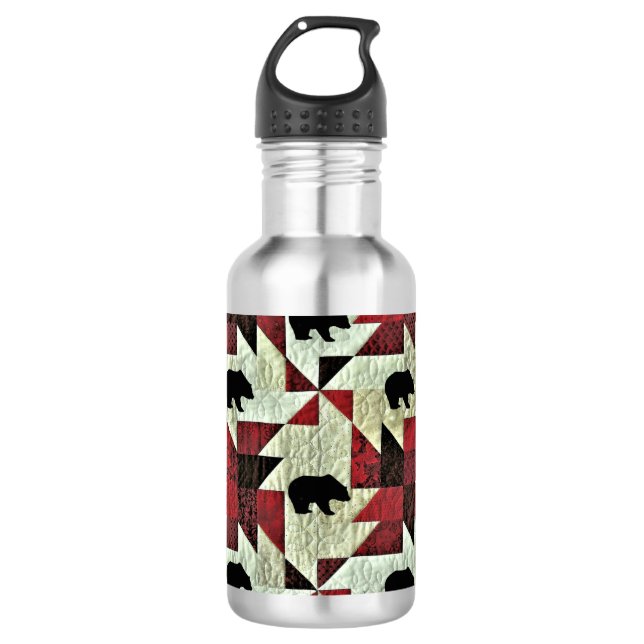 Schwarzbärenquilt Edelstahlflasche (Vorderseite)