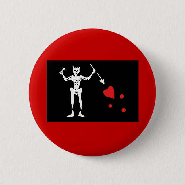 Schwarzbart-Piratenflagge Button (Vorderseite)