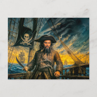 Schwarzbart-Piratensturmporträt Postkarte