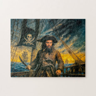 Schwarzbart-Piratensturmporträt Puzzle