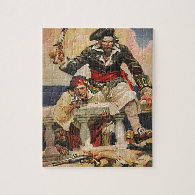 Schwarzbartenpferd-Pirate und Mate-Illustration Puzzle (Vertikal)