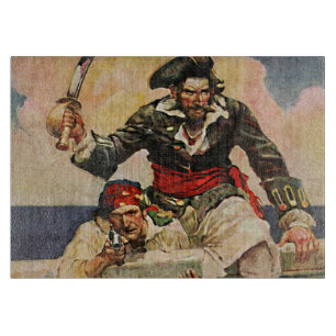 Schwarzbartenpferd-Pirate und Mate-Illustration Schneidebrett