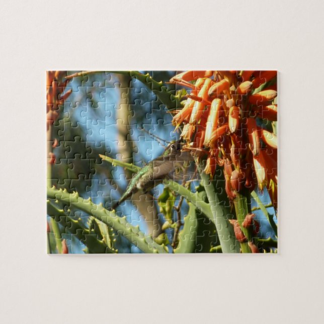 Schwarzbraun-Hummingvogel im Flug Puzzle (Horizontal)