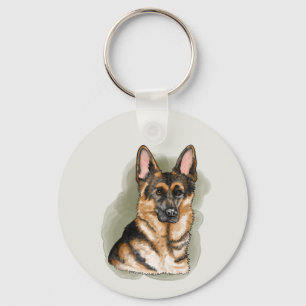 Schwarzbrauner Deutscher Schäferhund Hundeporträt Schlüsselanhänger