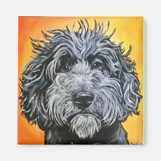 Schwarzdoodle Magnet (Vorne)