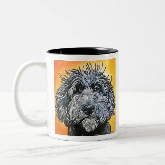 Schwarzdoodle Zweifarbige Tasse (Links)
