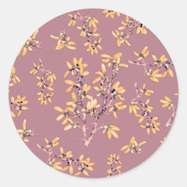 Schwarzdorn-Äste lila gelb Runder Aufkleber