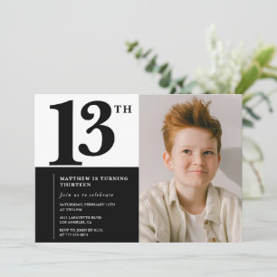 Schwarze 13. Geburtstagseinladungen Elegant Chic Einladung