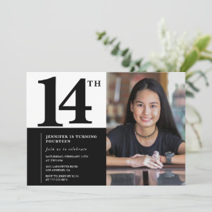 Schwarze 14. Geburtstagseinladungen Elegant Chic Einladung