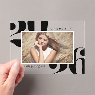 Schwarze 2026 Fette Typografie Foto Abschlussfeier Acryleinladungen