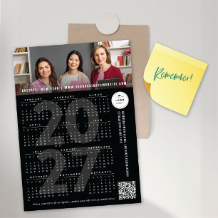 Schwarze 2027-Kalender-Feiertags-Foto-Magnetkarte Magnetkarte