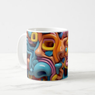 Schwarze 3D-Design-Muster, digitale Kunst, Geschen Kaffeetasse