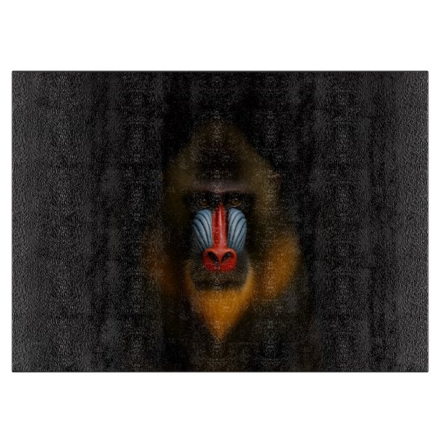 Schwarze 4 Luxe Glasboard Mandrill-Affe Schneidebrett (Vorderseite)