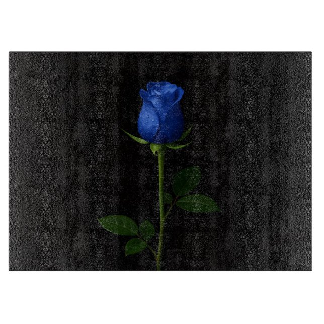 Schwarze 4 Luxe Glasboard Midnight Blue Rose Schneidebrett (Vorderseite)