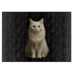 Schwarze 4 Luxe Glasboard Türkisch Angora-Katze Schneidebrett