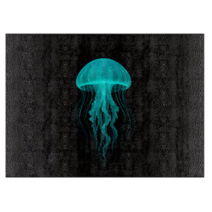 Schwarze 4 Luxe Glasplatte Aqua Glow Jellyfish Schneidebrett
