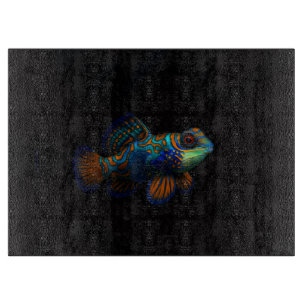 Schwarze 4 Luxe Glasplatte Mandarin-Dragonet-Fisch Schneidebrett