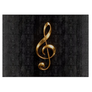 Schwarze 4 Luxe Glasplatte mit goldenem Violinschl Schneidebrett