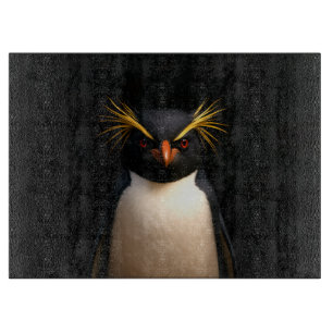 Schwarze 4 Luxe Glasplatte Rockhopper Pinguin Schneidebrett