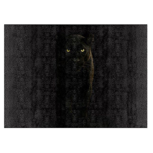Schwarze 4 Luxe Glasplatte Schwarzer Panther Schneidebrett (Vorderseite)
