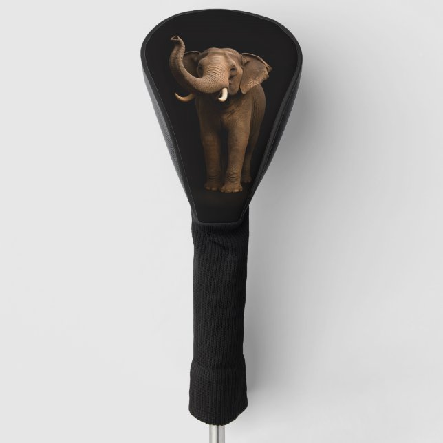 Schwarze 4 Luxe Golf Driver Hülle, Mächtiger Elefa Headcover (Vorderseite)