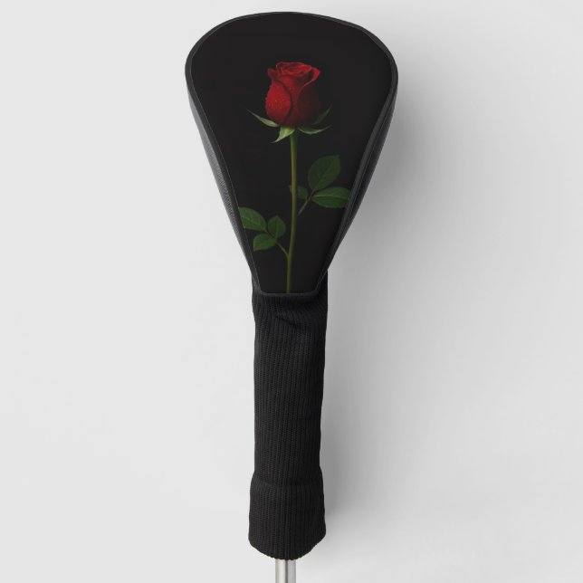 Schwarze 4 Luxe Golf Driver Hülle, Samtrote Rose Headcover (Vorderseite)