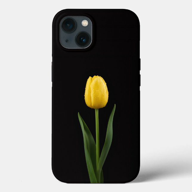 Schwarze 4 Luxe iPhone 13, Goldene Tulpe Case-Mate iPhone Hülle (Rückseite)