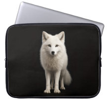 Schwarze 4 Luxe Laptop-Hülle, Elfenbein-Polarfuchs