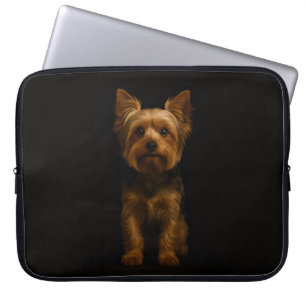 Schwarze 4 Luxe Laptop-Hülle, Yorkshire Terrier Laptopschutzhülle