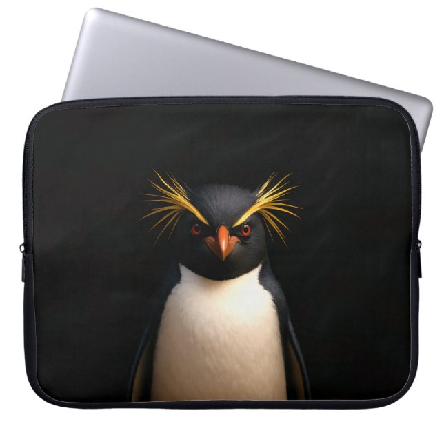 Schwarze 4 Luxe-Laptoptasche, Rockhopper-Pinguin Laptopschutzhülle (Vorderseite)