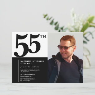 Schwarze 55. Geburtstagseinladungen Elegant Chic Einladung