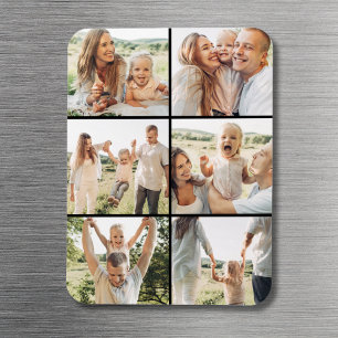 Schwarze 6-Foto-Collage Custom Modern Simple Magnet