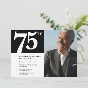 Schwarze 75. Geburtstagseinladungen Modern Chic Fo Einladung