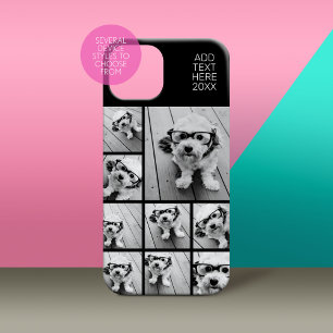 Schwarze 9-Foto-Quadrat-Collage - mit weißem Namen Case-Mate iPhone 14 Pro Hülle
