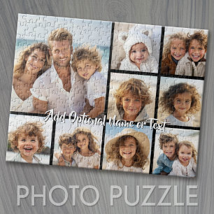 Schwarze 9 Foto Quadrat Collage - mit weißer Schri Puzzle