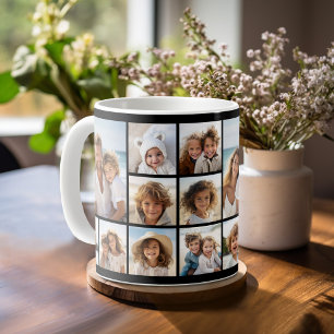Schwarze 9 Foto Square Collage Kaffeetasse