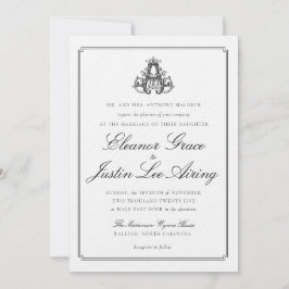 Schwarze "A" Monogramm Hochzeitseinladung Einladung