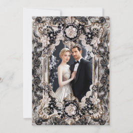 Schwarze Abendgarderobe Elegant Schwarz Weiß Foto Einladung